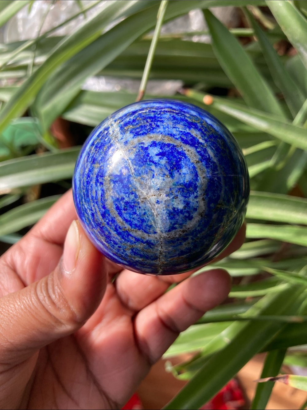 Hand-Polished Decorative Sphere in Deep Blue